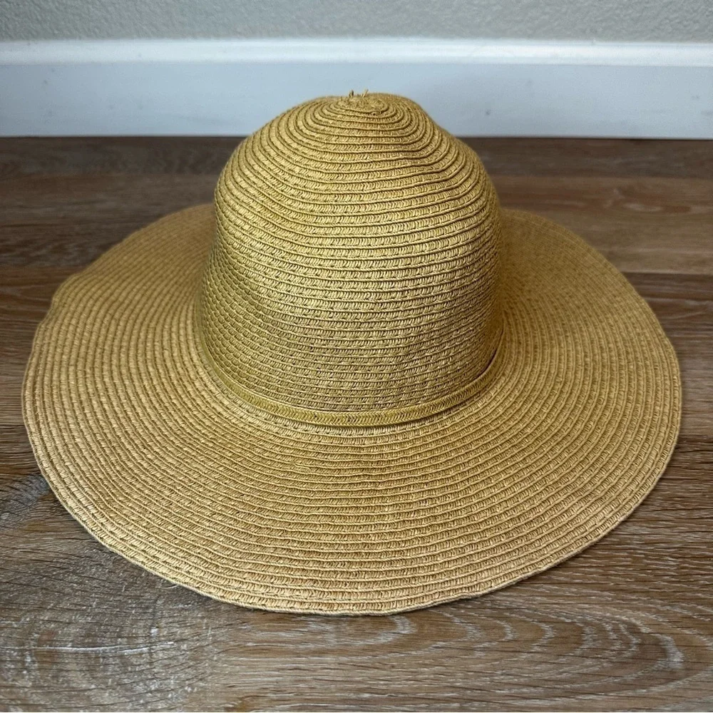 NWOT Time and Tru Wide Brim Straw Floppy Packable Summer Beach Hat, OS